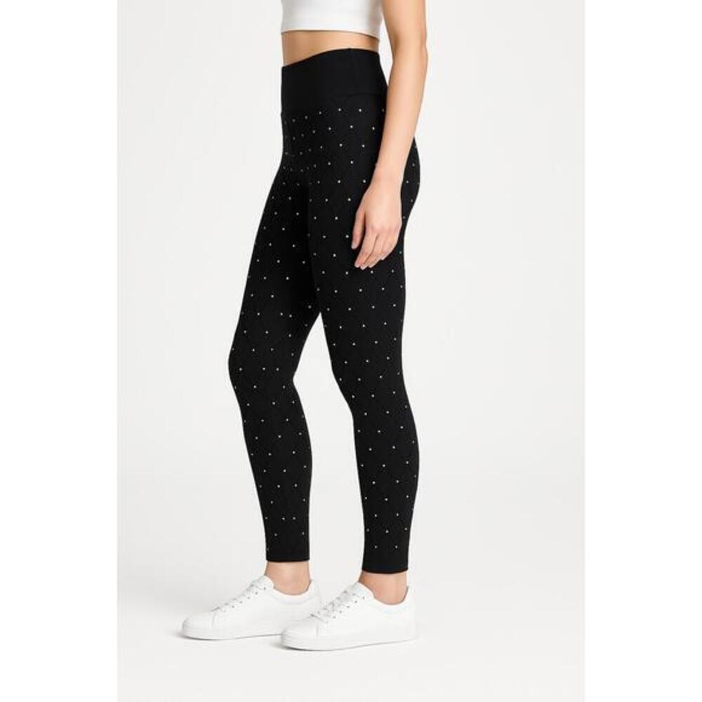 Julia By Bewg Leggings Womens Medium/Large Black High Waist Diamond Embellished